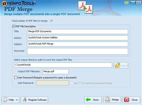 Screenshot of PDF Merge Software - SysInfo