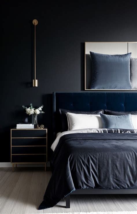 Sleek and Moody Blue & Black Bedroom