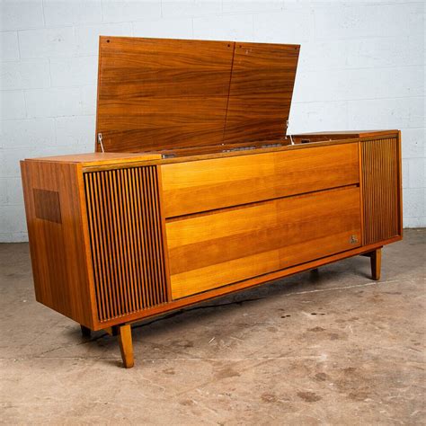 Mid Century Danish Modern Stereo Console Grundig Teak Record Player ...