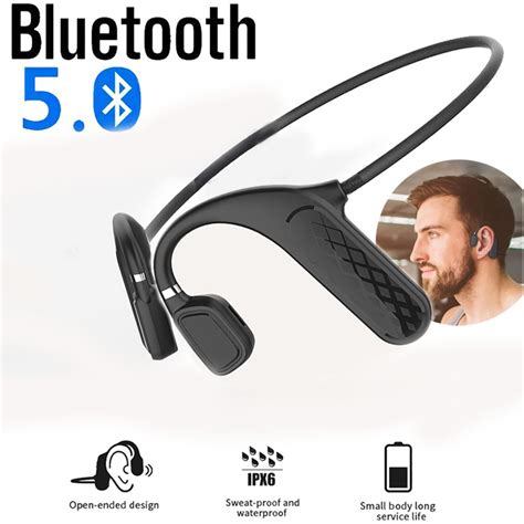 Fone de ouvido estéreo sem fio Bluetooth 5 0 HiFi de condução óssea