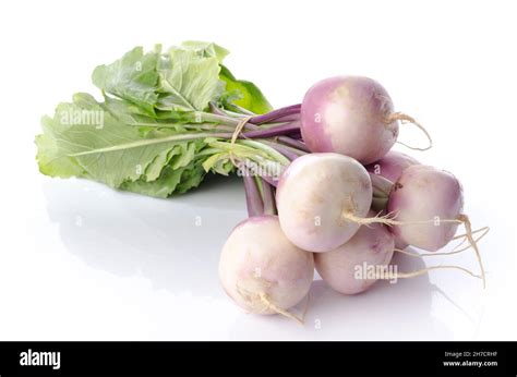 Bunch Of Fresh Turnips Isolated On White Stock Photo Alamy