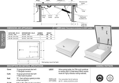 TRH Roof Hatch Galvanized Steel Cendrex