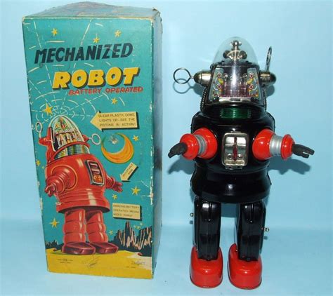 Nomura Japan Mechanized Robby Robot Tin Battery Op Space Toy Box