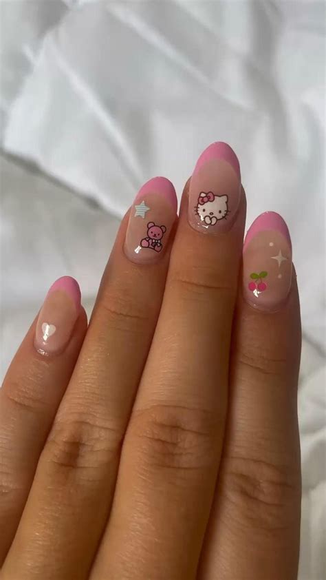 Hello Kitty Pink French Tip Nails French Tip Nails Nail Tips Nails