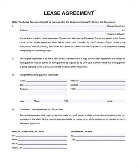 Commercial Truck Lease Agreement Template Tutore Org Master Of