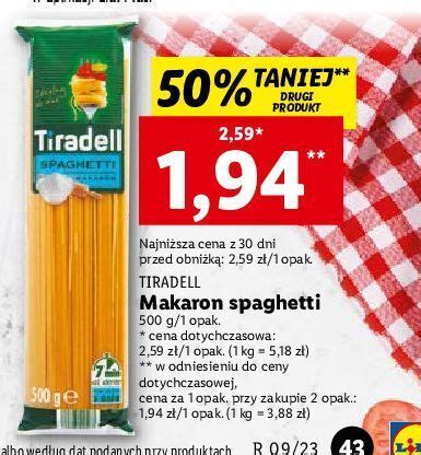 Promocja Makaron Spaghetti Tiradell W Lidl