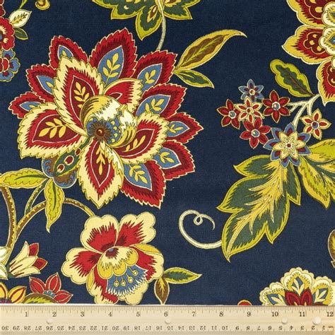 Waverly Inspirations 100 Cotton Duck 45 Width Floral Print Navy Color Sewing Fabric By The