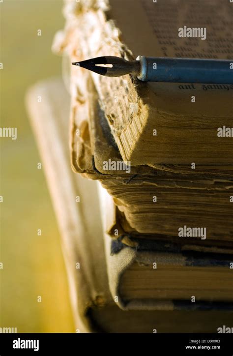 Old Books And Pen Stock Photo Alamy