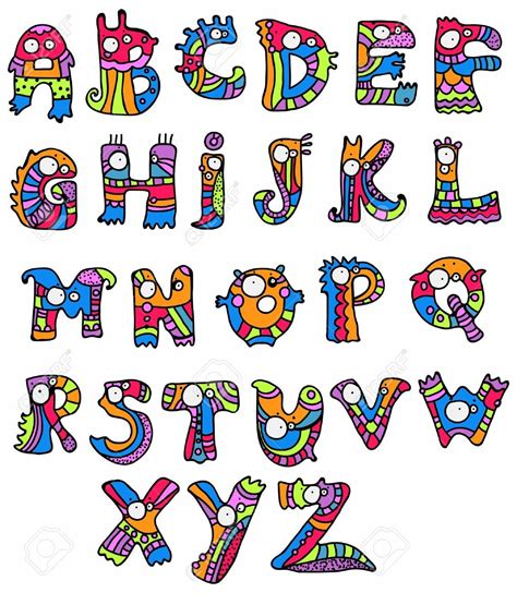 Joyful Cartoon Font From A To Z Monster Hand Drawn Letter Royalty