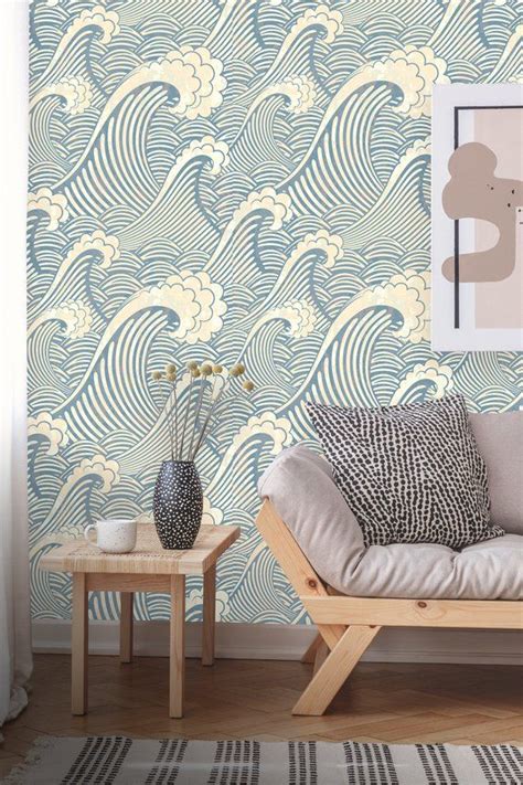 Papier Peint Amovible Motif Grande Vague D Coller Et Coller Papier