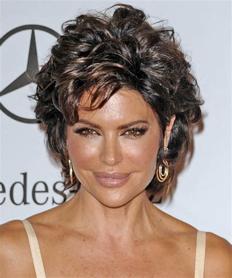 Lisa Rinna Short Straight Casual Hairstyle Dark Mocha Brunette Hair Color