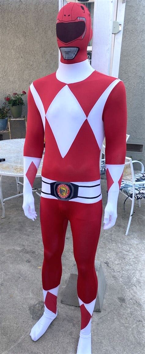 Morphsuits Red Power Ranger Costume, Size Adult Large - Gem