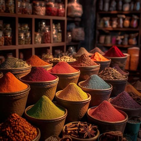 Premium AI Image | A vibrant spice market