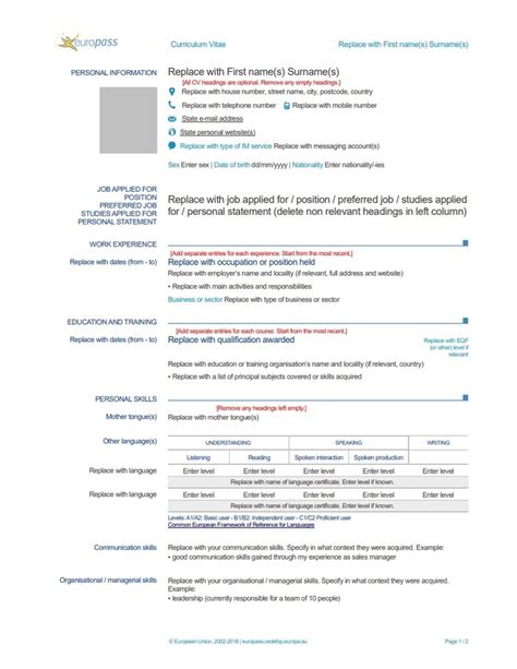 Europass Cv Maken Download Het Template Hier Cvmaker Nl