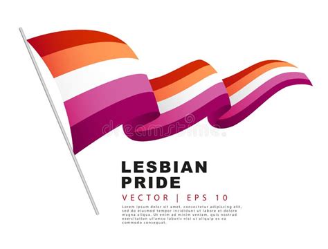 The Flag Of Lesbian Pride Hangs On A Flagpole And Flutters In The Wind A Colorful Logo Of One