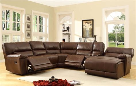 Modern Brown Leather Reclining Sectional Sofa Chaise Recliner Storage ...