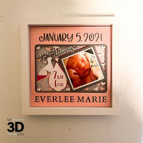 Customizable 3d Baby Stats Shadow Box Svg For Cricut For Etsy