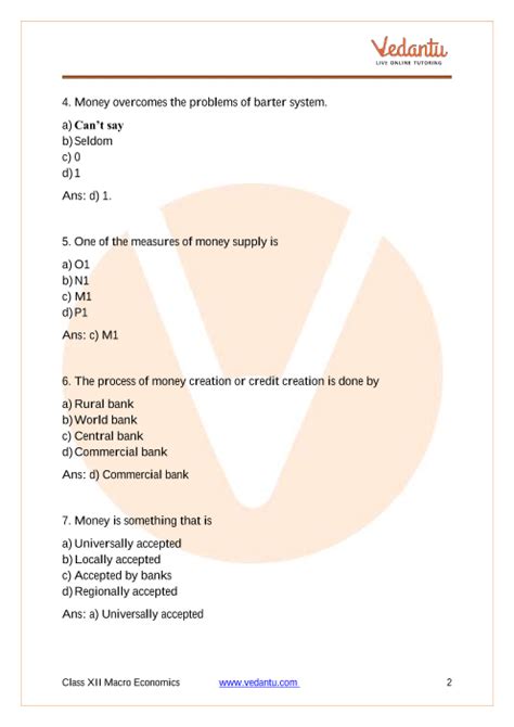 CBSE Class 12 Economics Chapter 3 Money And Banking Important