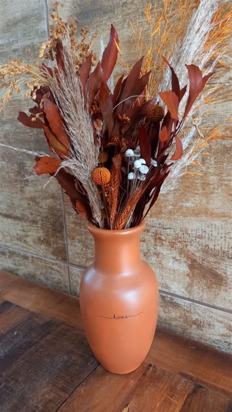 Arranjo Buqu Flores Secas Capim Dos Pampas Vaso Decor Parcelamento