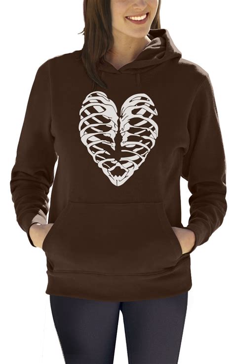 Heart Skeleton Ribcage Women Hoodie Fashion Blog Hipster Halloween Top