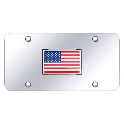 Autogold Flag Cc Chrome License Plate With Flag Logo