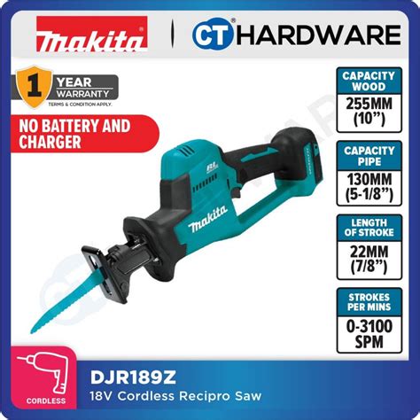 MAKITA DJR189Z CORDLESS RECIPRO SAW 18V 3100SPM WITHOUT BATTERY