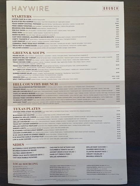 Menu at Haywire pub & bar, Dallas