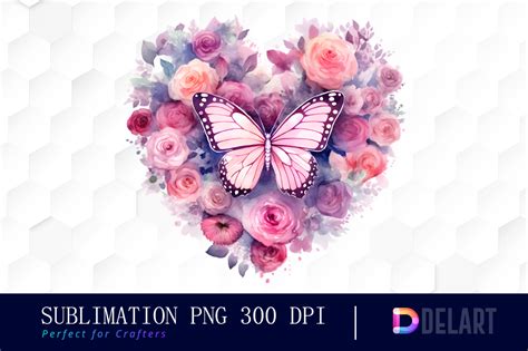 Valentine Butterfly Watercolor Clipart Graphic by DelArt · Creative Fabrica