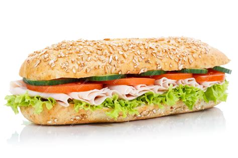 Premium Photo Baguette Sub Sandwich With Ham Whole Grains Grain Fresh