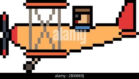 Vector Pixel Art Propeller Plane Isolated Cartoon Stock Vector Image