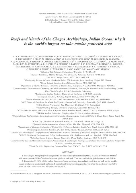 (PDF) Coral Reefs of the Chagos Archipelago, Indian Ocean