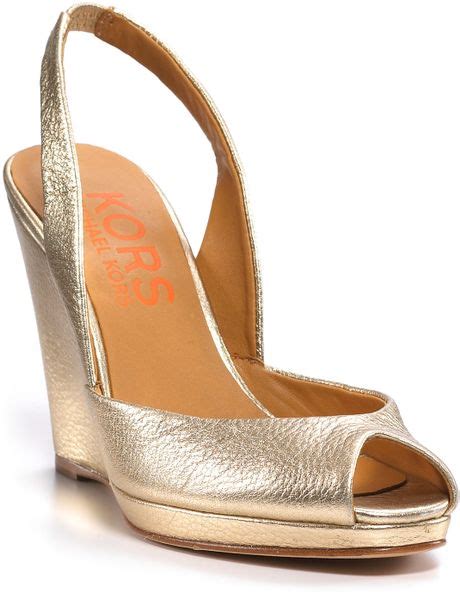 Michael Kors Kors Vivian Slingback Wedges In Gold Gold Metallic Lyst