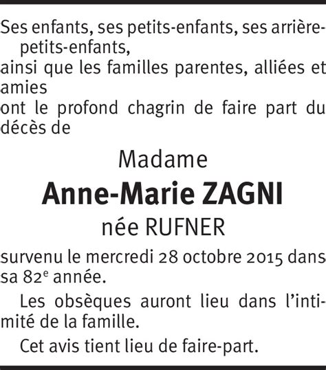 Anne Marie Zagni Rufner Hommages