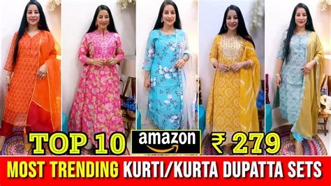 Amazon Kurtikurta Dupatta Set Haul Starting ₹ 279👗embroiderysequence