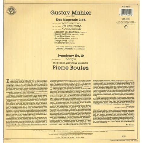 Boulez Mahler LP Vinilo Das Klagende Lied Symphony No 10 Adagio