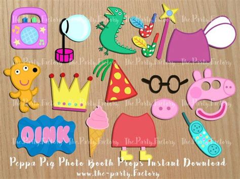 Peppa Pig Photo Booth Props Descarga Inmediata Archivo Fiesta De