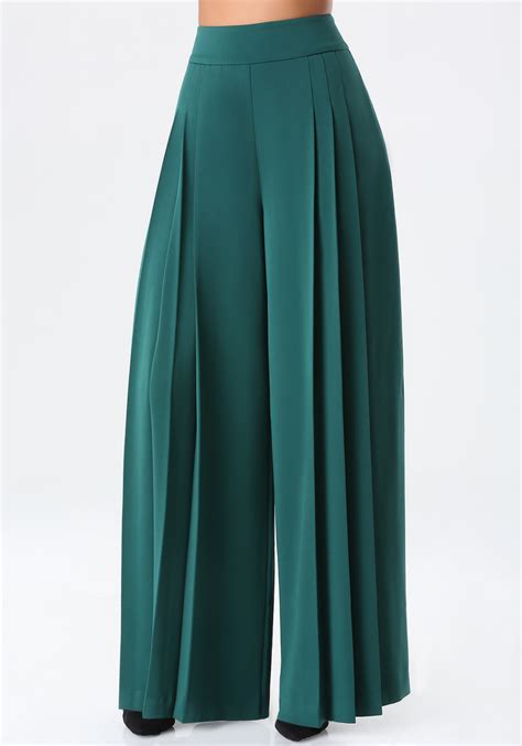 Green Wide Leg Pants Pi Pants