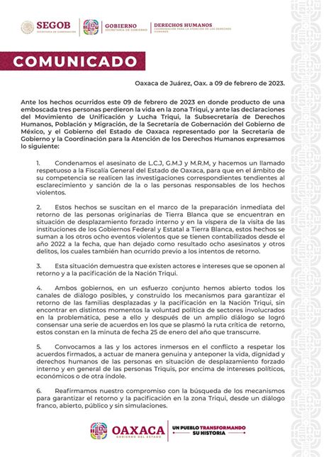 Gobierno De Oaxaca On Twitter Comunicado Oficial Del Gobierno Del