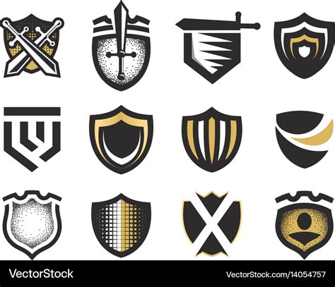 Isolated Abstract Medieval Shields Logos Set Coat Vector Image