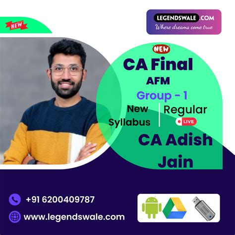 Ca Final New Syllabus Afm Regular Batch By Ca Adish Jain Legendswale