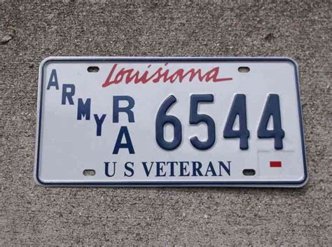 Louisiana U S Veteran Army License Plate 6544