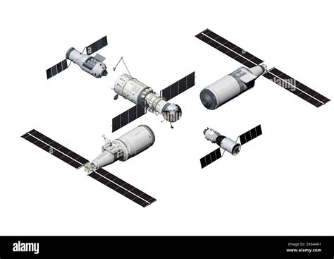 Chinese Space Station Tiangong 2022, isometric view Stock Photo - Alamy