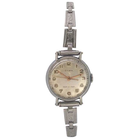 1940s Vintage Stainless Steel Ladies Cyma Mechanical Watch For Sale at ...