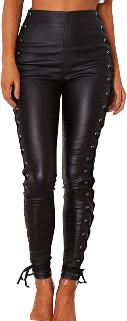 Petalum Damen Leggings Lederoptik Hose Stretch Skinny Kunstleder