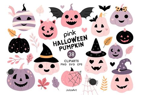 Halloween pumpkin clipart, Pink Pumpkin svg, Pink Halloween