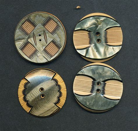 Antique Buttons Art Deco Carved Celluloid Wafers Ca Etsy Button