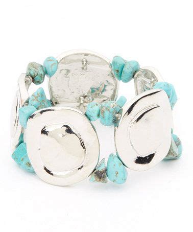 Look At This Zulilyfind Silver Turquoise Stone Stretch Bracelet By