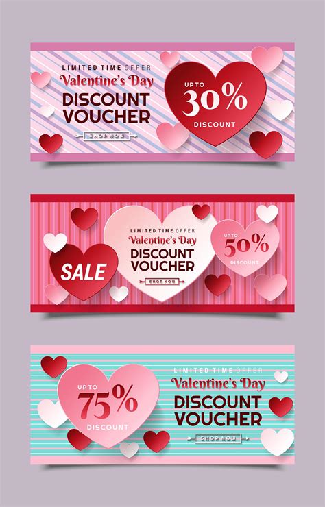 Valentine's Day Discount Voucher Templates 1849517 Vector Art at Vecteezy