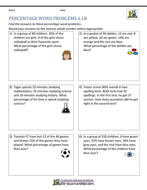 6th Grade Percent Worksheets Printable And Enjoyable Learning