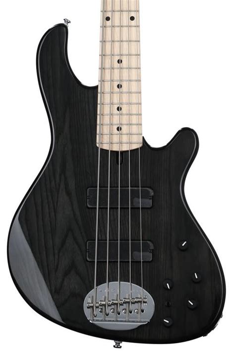 Lakland Skyline 55 Os Offset Bass Guitar Trans Black With Maple Fingerboard And Chrome